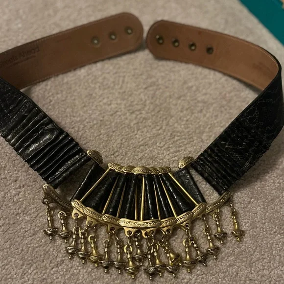 Streets Ahead belt with gold accents. LeAnn Belt - Light Gold Italian Leather Western Belt  main image 4
